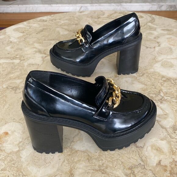Madden Girl Kelsey-C Chunky Platform Heeled Chain Detail Loafers - Picture 7 of 11